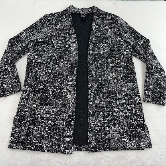Clara Sun Woo Open Cardigan Blazer Pockets Oversized Size Med Black White - Picture 3 of 10